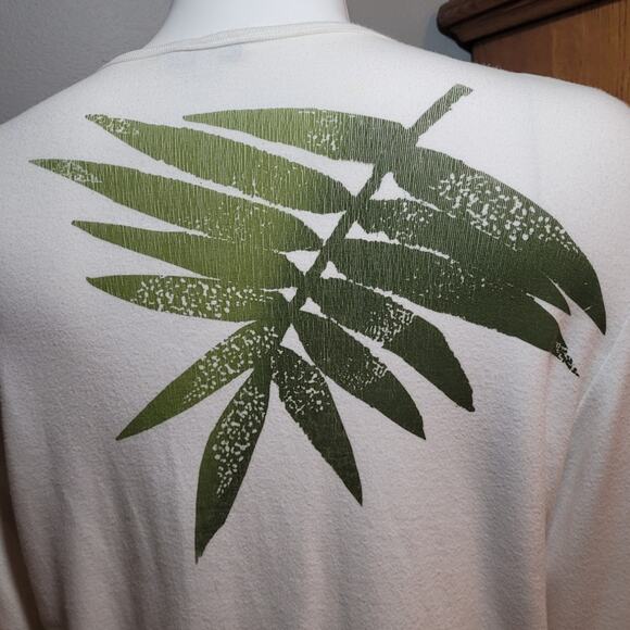 KD SPRING White Botanical Cardigan Sz Small Crochet Grannycore Kitschy Ferns - Picture 4 of 11